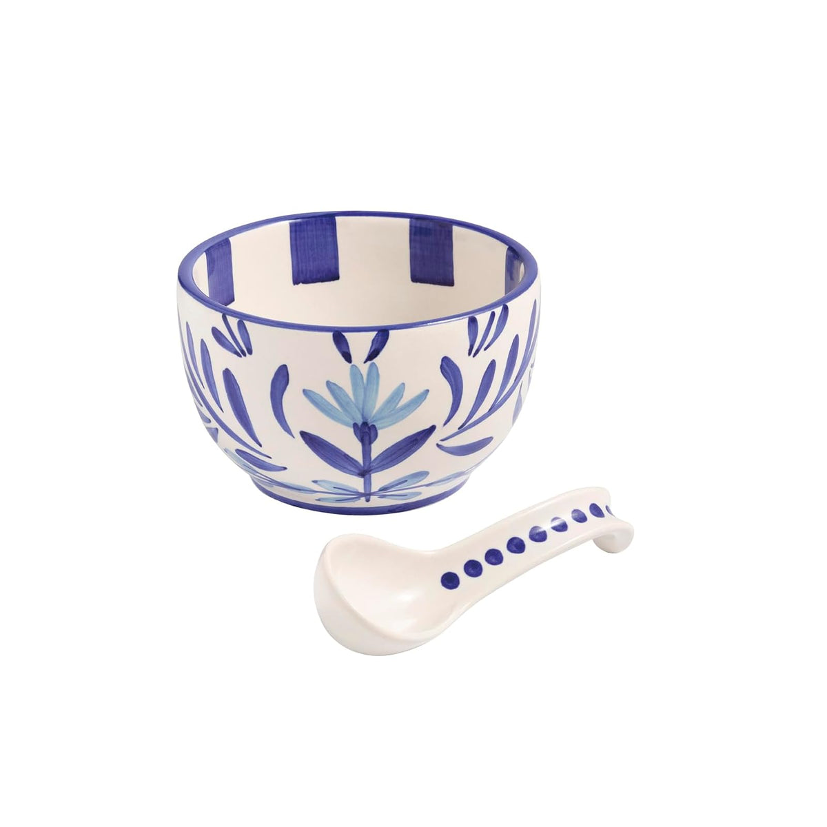 Mud Pie Dishware Bowl, dip 3 1/2" x 5 1/2" dia | ladle 5 1/2", Blue