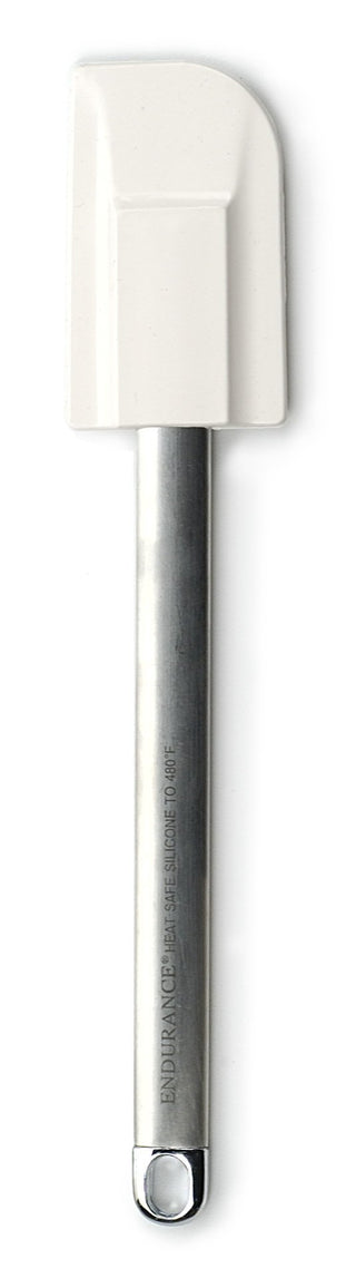 RSVP Medium Silicone Spatula with Stainless Steel Handle, White