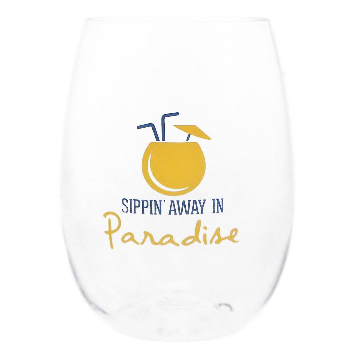 Pavilion Gift Company Drinking Cup, 14 Ounces, Clear, Blue, Yellow