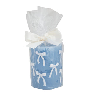 Mud Pie Candle, 4" x 3" dia, Blue Base Bow