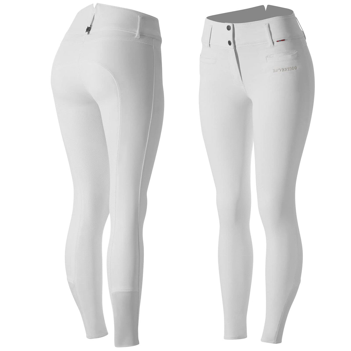 B Vertigo Tiffany Women's Silicone Full Seat Breeches -Bright White - US 26
