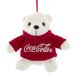 Kurt Adler CC7201 Coca-Cola Bear with Red Sweater Ornament, 4-inch High, Polyester and Plastic