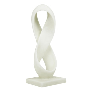 Modern Abstract Statue, 14.5'' Tall White Minimalist Infinity Loop Design