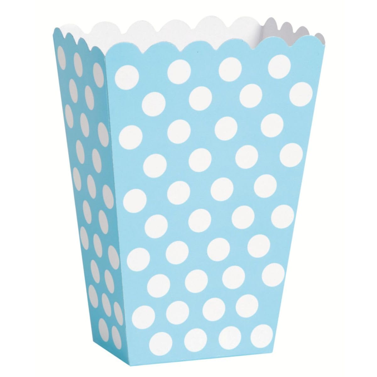 Unique Industries Light Blue Polka Dot Popcorn Treat Boxes, 8ct