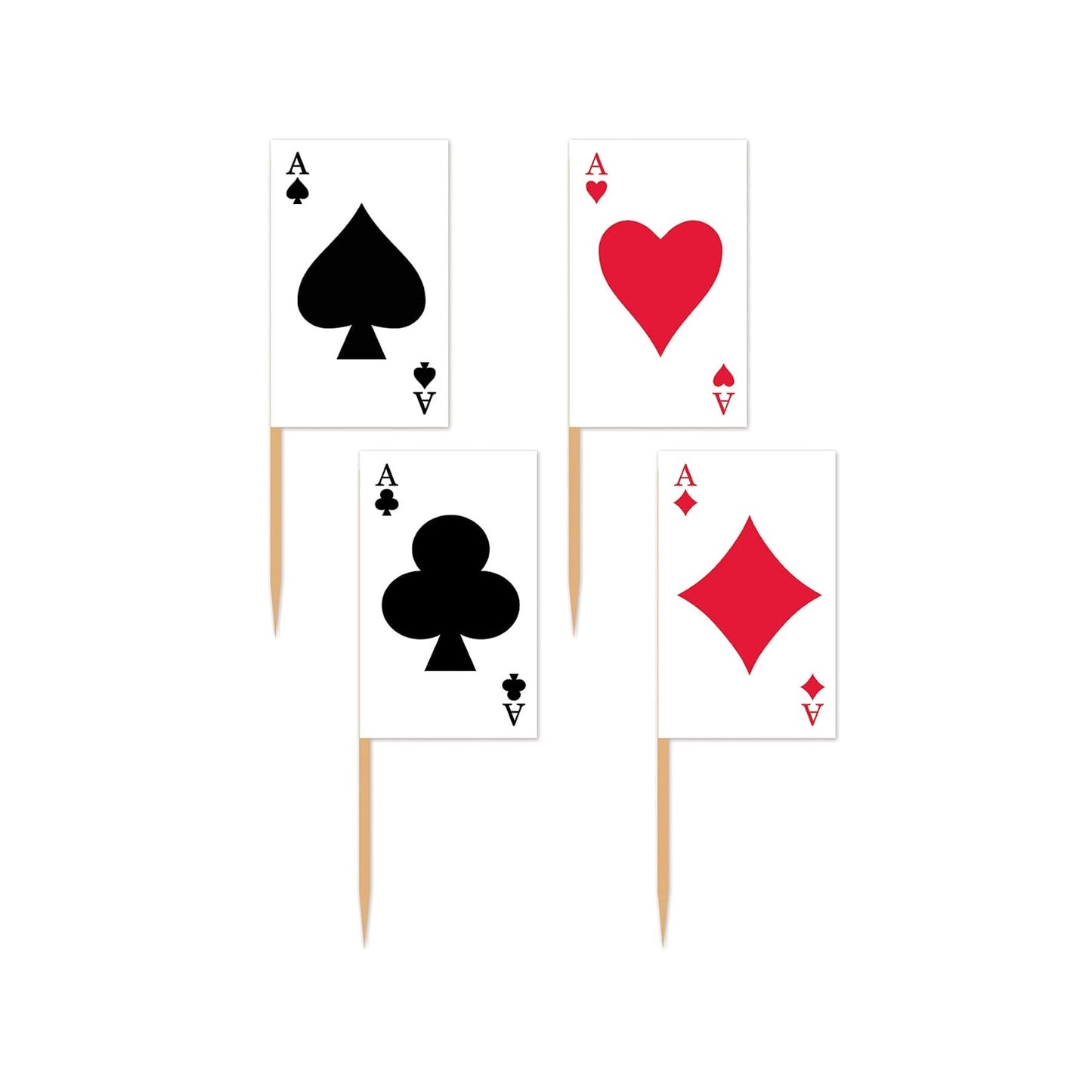 Beistle Playing Card Picks-50 Pcs, White/Black/Red