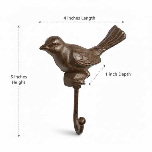Comfy Hour 5 Inch Bird Wall Hook, Vintage Sparrow Hanger, 1 Pack