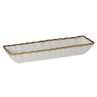 Certified International Tray, 13" x 3.5" x 2.3", White; Gold