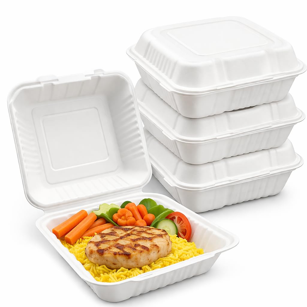 ProTakeOut Food Storage Container, 8" x 8" 1-Compartment, White