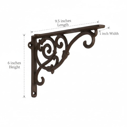 Comfy Hour Antique and Vintage Collection Cast Iron Outdoor Garden Wall Mount Bracket Plant Hanger, Set of 2