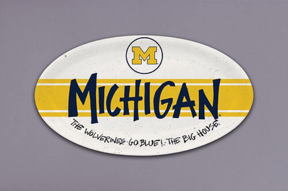 Magnolia Lane Michigan University Plate, Melamine, Oval