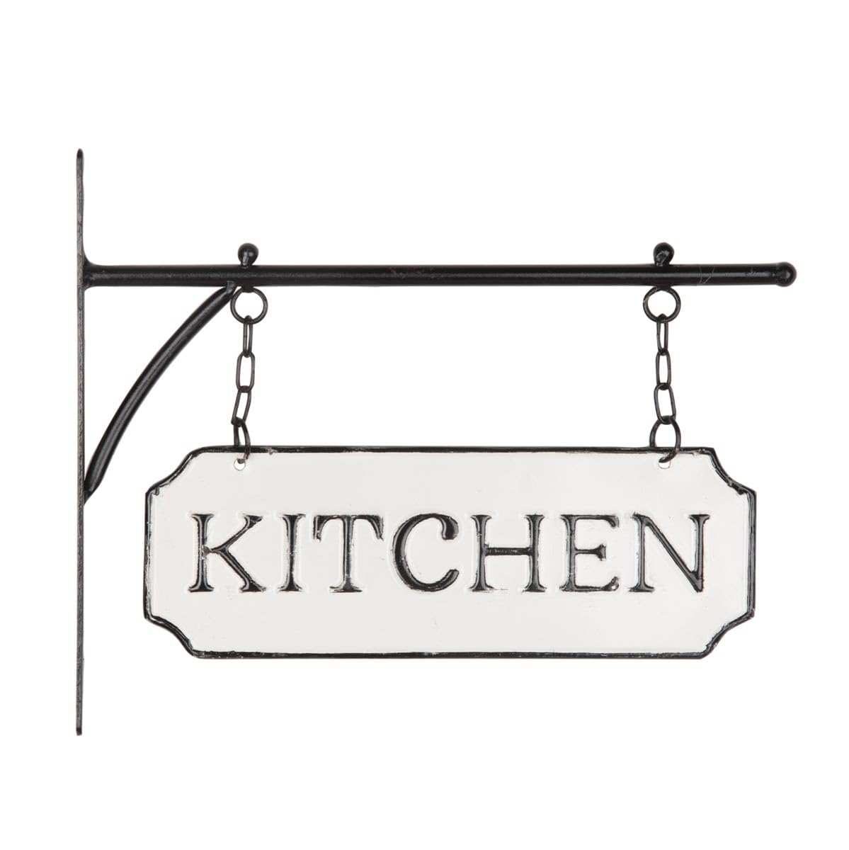 Foreside White Black Enamel Kitchen Wall Sign on Metal Hanger, 77