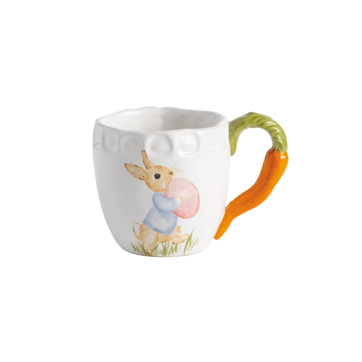 Mud Pie Drinking Cup, 15 Ounces, White with Carrot Handle