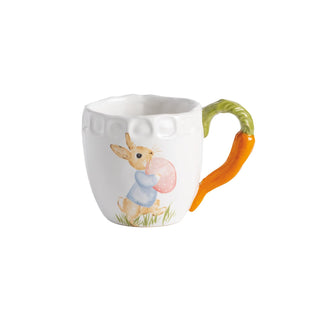 Mud Pie Drinking Cup, 15 Ounces, White with Carrot Handle