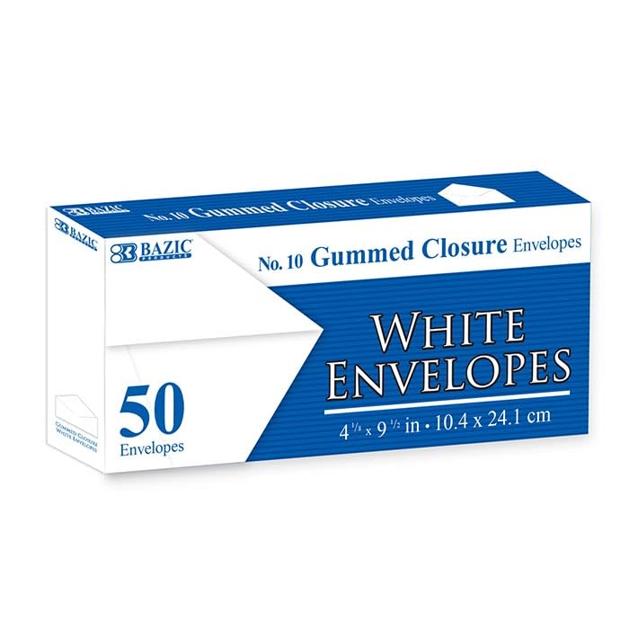 BAZIC PRODUCTS Envelope, #10 (4 1/8 x 9 1/2 in), #10 (50-count)