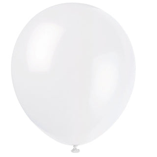 Unique Industries 12" Latex White Balloons, 10ct