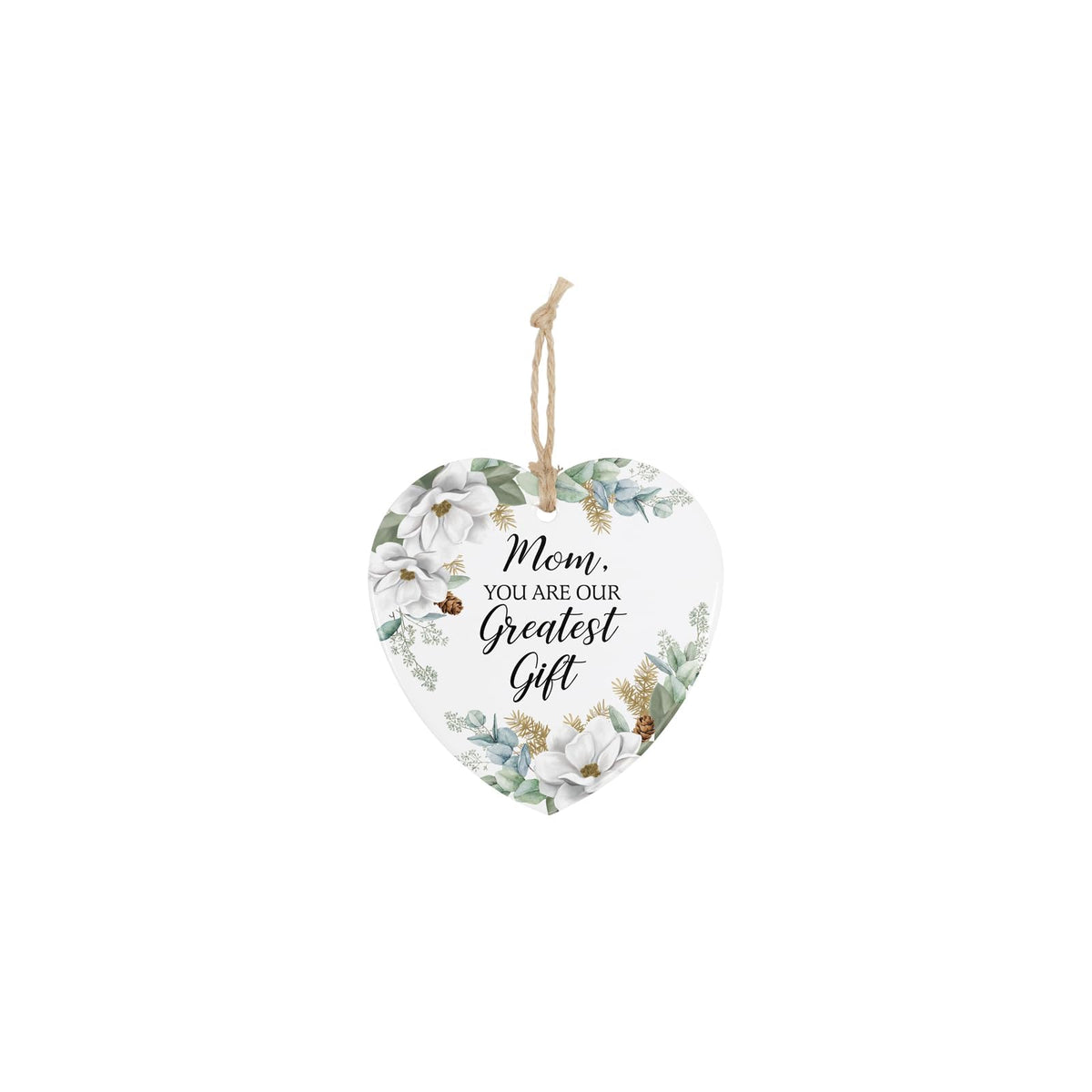 Carson Hanging Ornament, 4" H, White/Green/Red