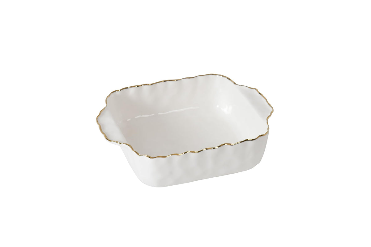 Pampa Bay Casseroles, 8"x8", White and Gold