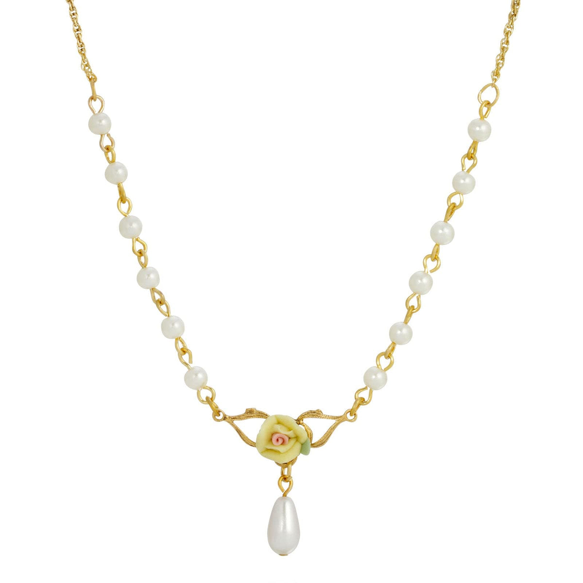 1928 Jewelry Company Necklace, 16"L x 0.95"H x 0.97"W, Yellow