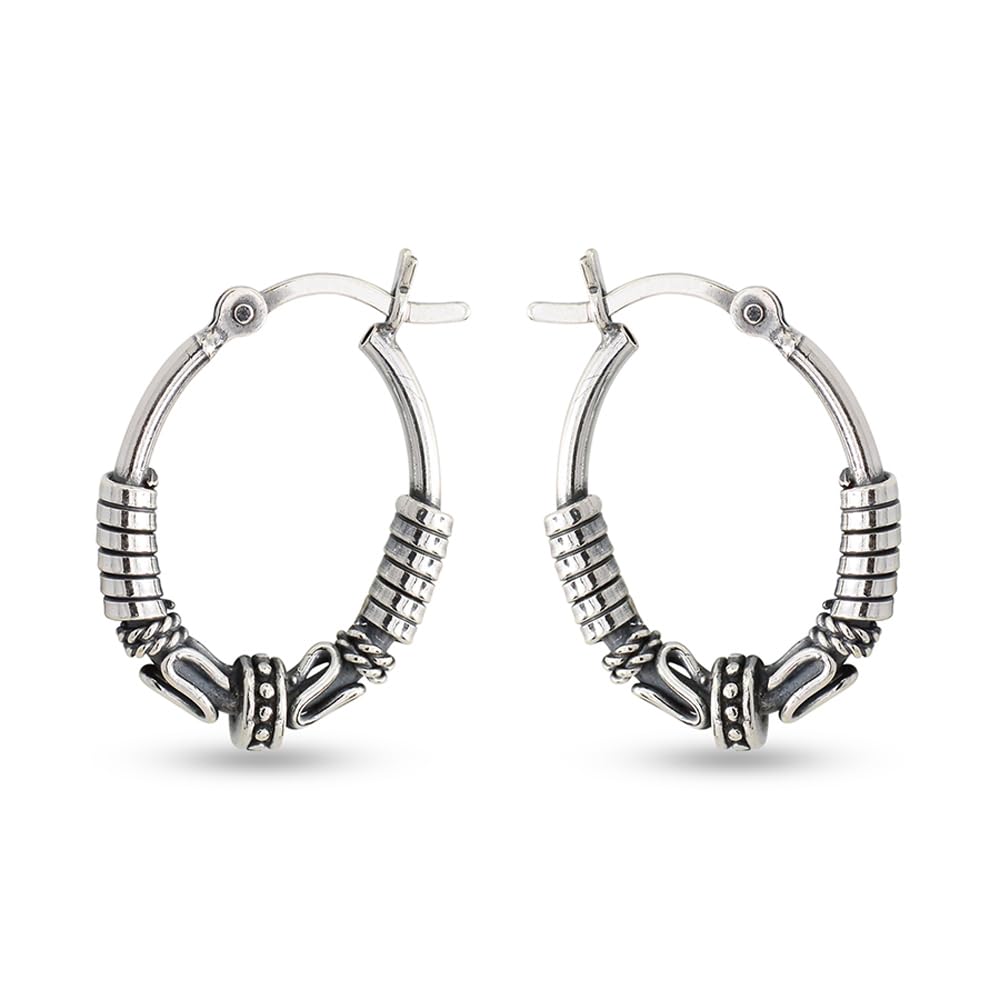 LeCalla Sterling Silver Jewelry Light-Weight Balinese Hoop Earring for Girl Women