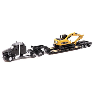 Diecast Masters | 1:87 Scale Kenworth T880s SBFS 40in-Sleeper Tandem Tractor with Lowboy Trailer and Cat 320D L Hydraulic Excavator | Model 84420
