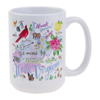 Boston International Coffee Mug Rosanne Beck State Collection Ceramic Tea Cup, 15 Ounces, West Virginia