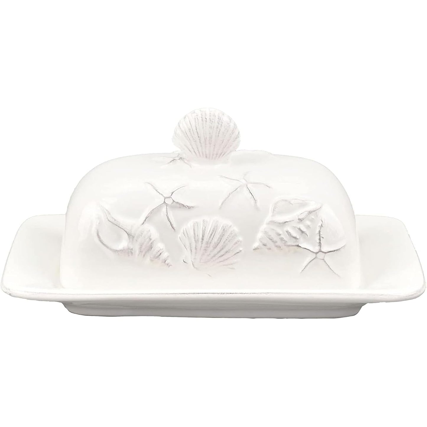 Blue Sky Clayworks 20758 Laguna Coastal Butter Dish, White