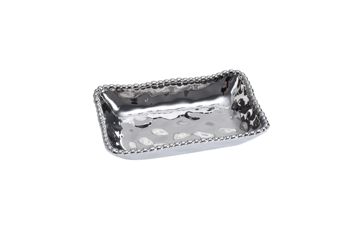 Pampa Bay Dishware Plate, 7 x 4.25 x 1.25 Inch, Silver