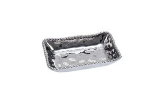 Pampa Bay Dishware Plate, 7 x 4.25 x 1.25 Inch, Silver