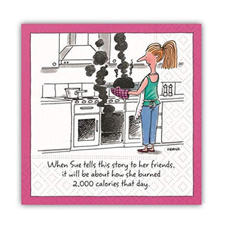 Funny Cocktail Napkins, Burned 2000 Calories - Paper Beverage Napkins, 5x5 Inch, 20 Count