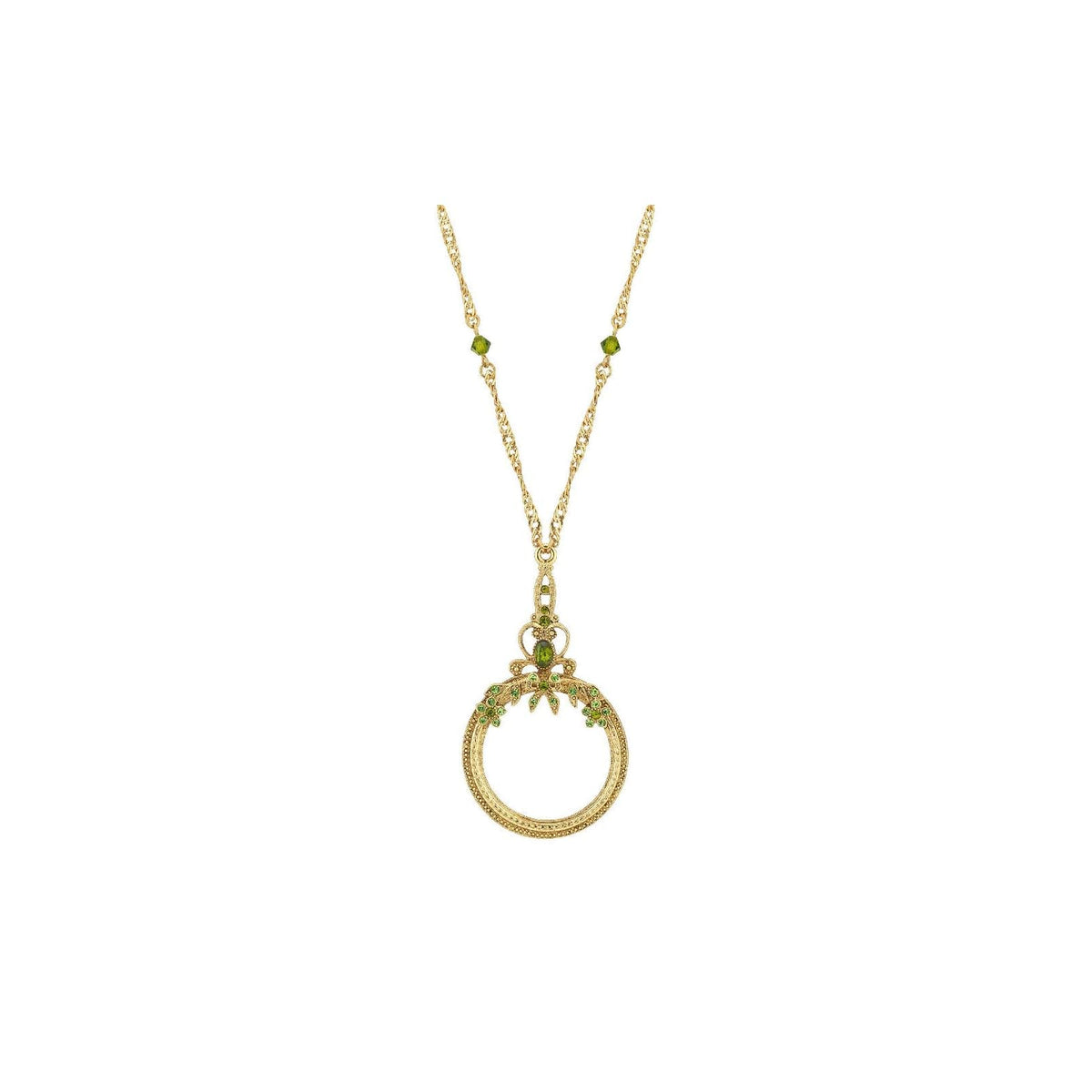 1928 Jewelry Company Necklace, 30"L X 2.62"H X 1.54"W, Green