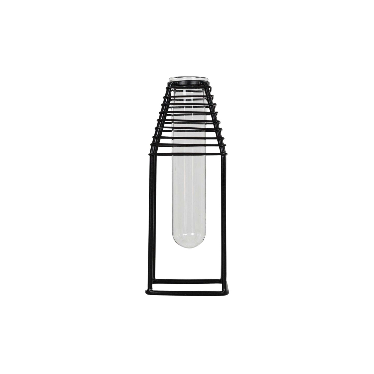 Foreside Home & Garden Floating Test Tube Bud Vase Black Metal & Glass