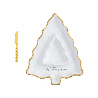 Mud Pie Serveware, server 13" x 10" | spreader 5 1/2", White