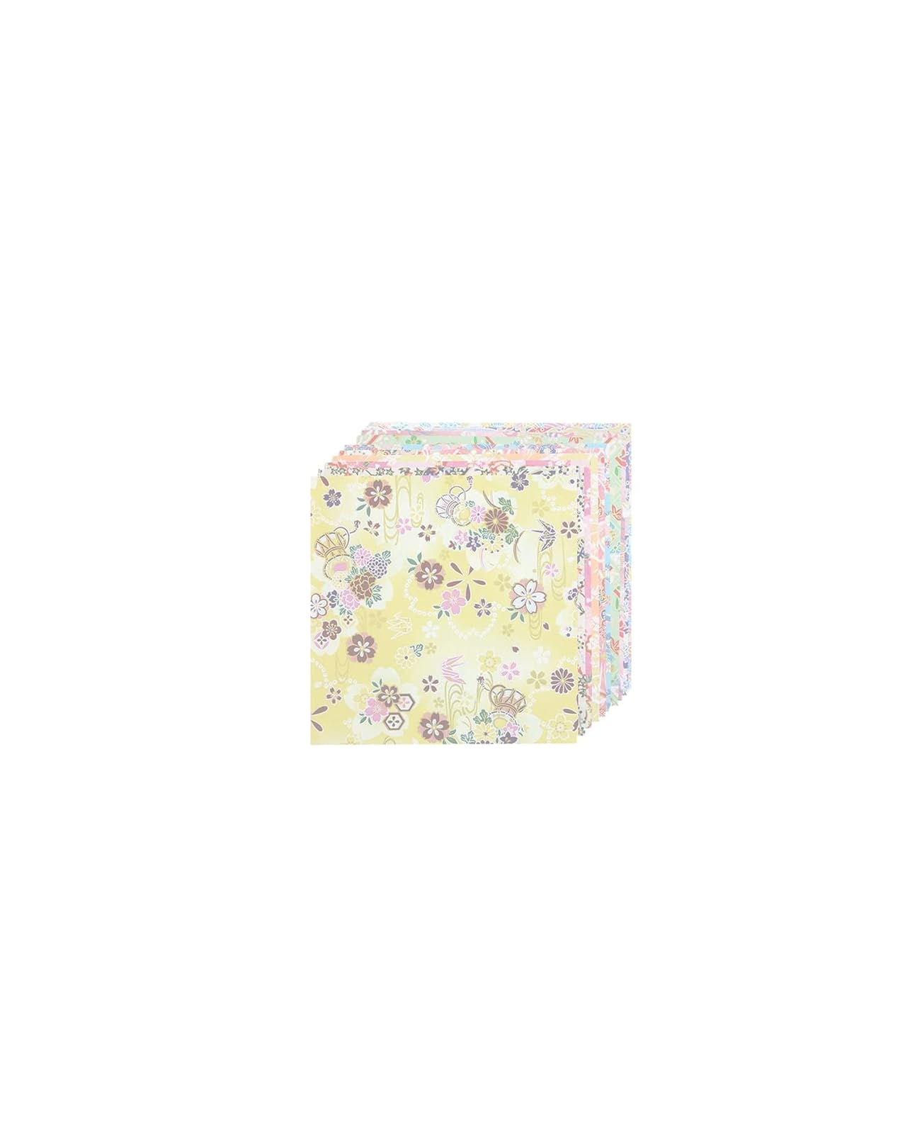 Yasutomo Origami Paper- Pastel Yuzen Patterns Pack of Ten 5-7/8 Inch Sheets