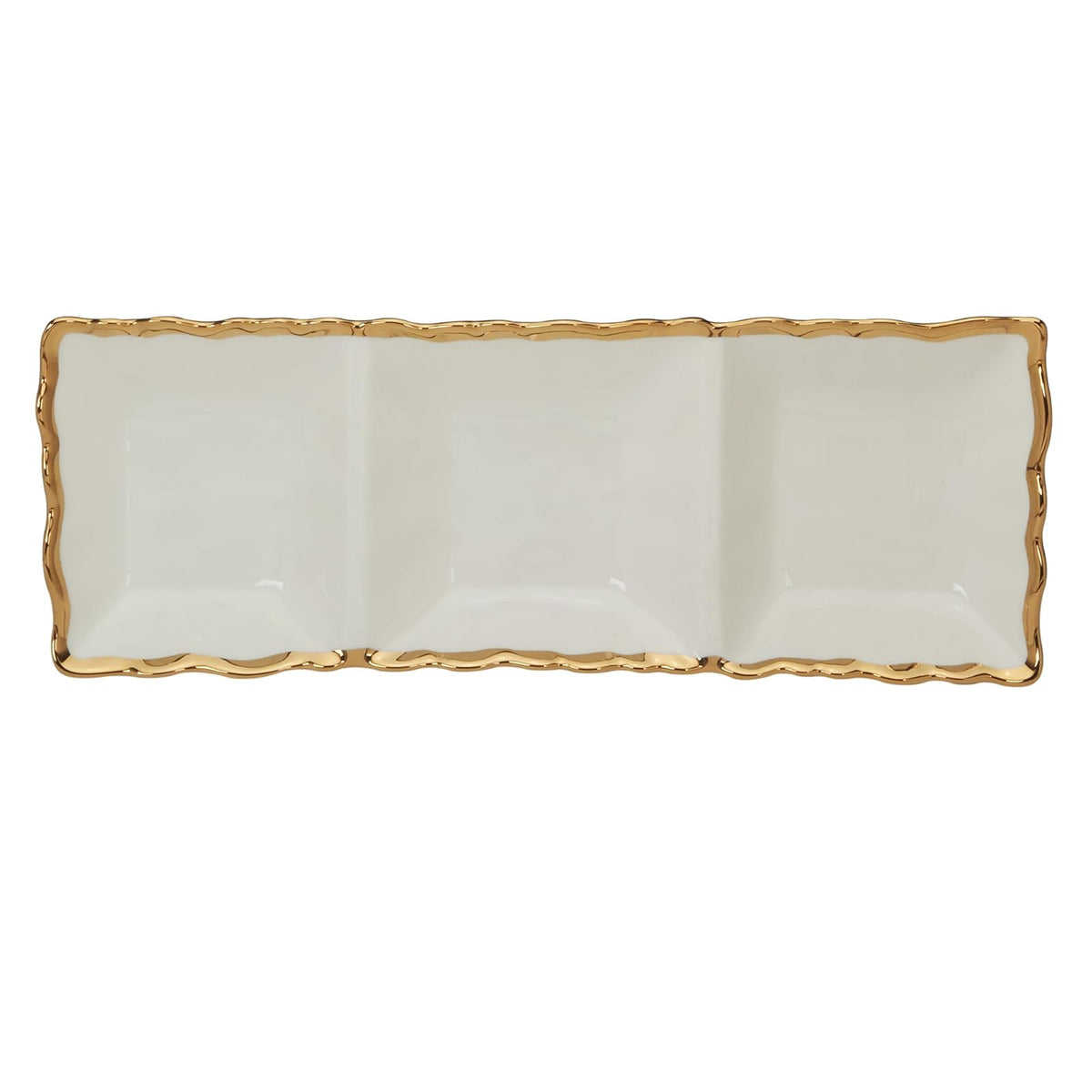 Certified International Dishware Plate, 15" x 5.5" x 5.5", White; Gold