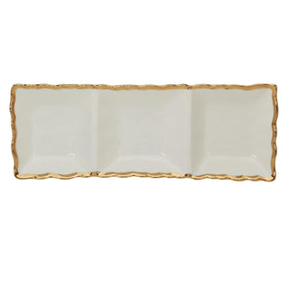 Certified International Dishware Plate, 15" x 5.5" x 5.5", White; Gold