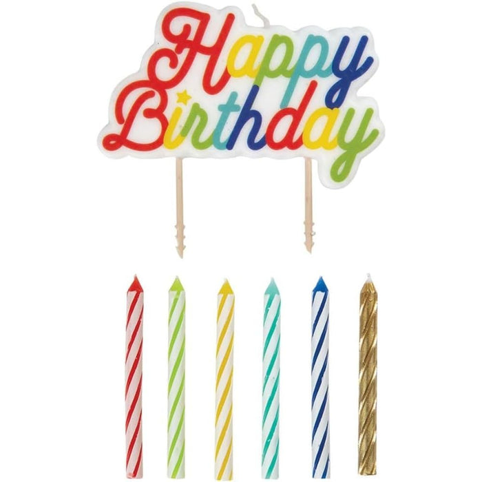 Unique Industries Unique Multicolor Large Happy Birthday Pick Candle, 12 Ct., Spiral