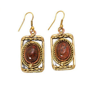 Anju E2203 Mixed Metal Earrings with Unakite