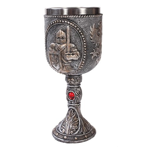 Pacific Trading Medieval Knight Wine Goblet Made of Polyresin with Stainless Steel Rim