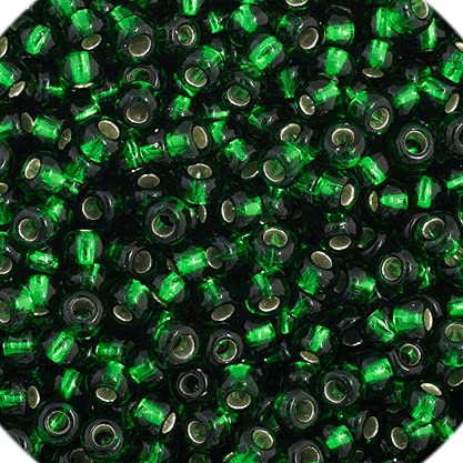 John Bead Craft Bead, 11/0, Silver Lined Medium Green