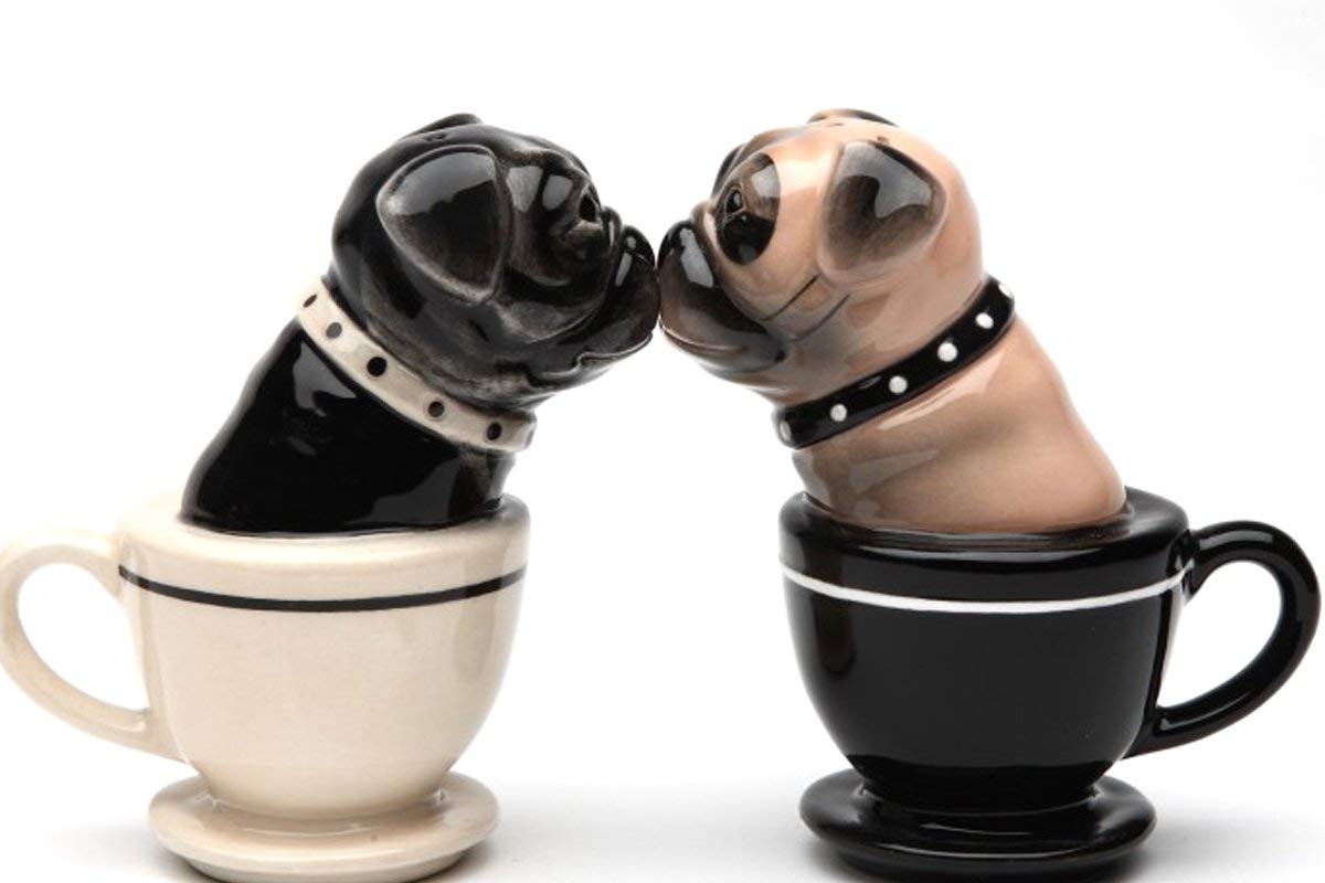 Pacific Trading Tea Cup Pugs Magnetic Ceremic Salt and Pepper Shakers