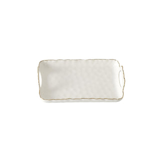 Pampa Bay Tray, 2.5" x 12.5" x 8", White and Gold