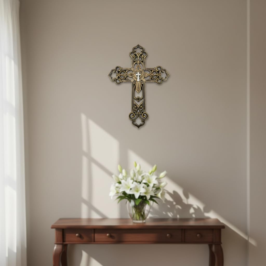 Comfy Hour 13.3 Inch Wall Crosses for Home Decor, Ornate Cross