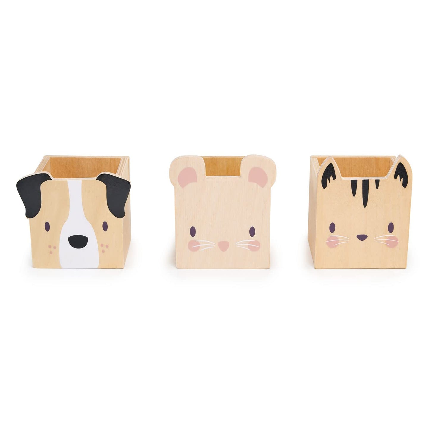 Tender Leaf Toys - Pet Pencil Holders - 3 Animal Themed Wood Desktop Organizers - Fun and Practical Storage for Pens/Pencils/Make-up/Stationary - Gender Neutral Décor Organisation for Kids - Age 3+