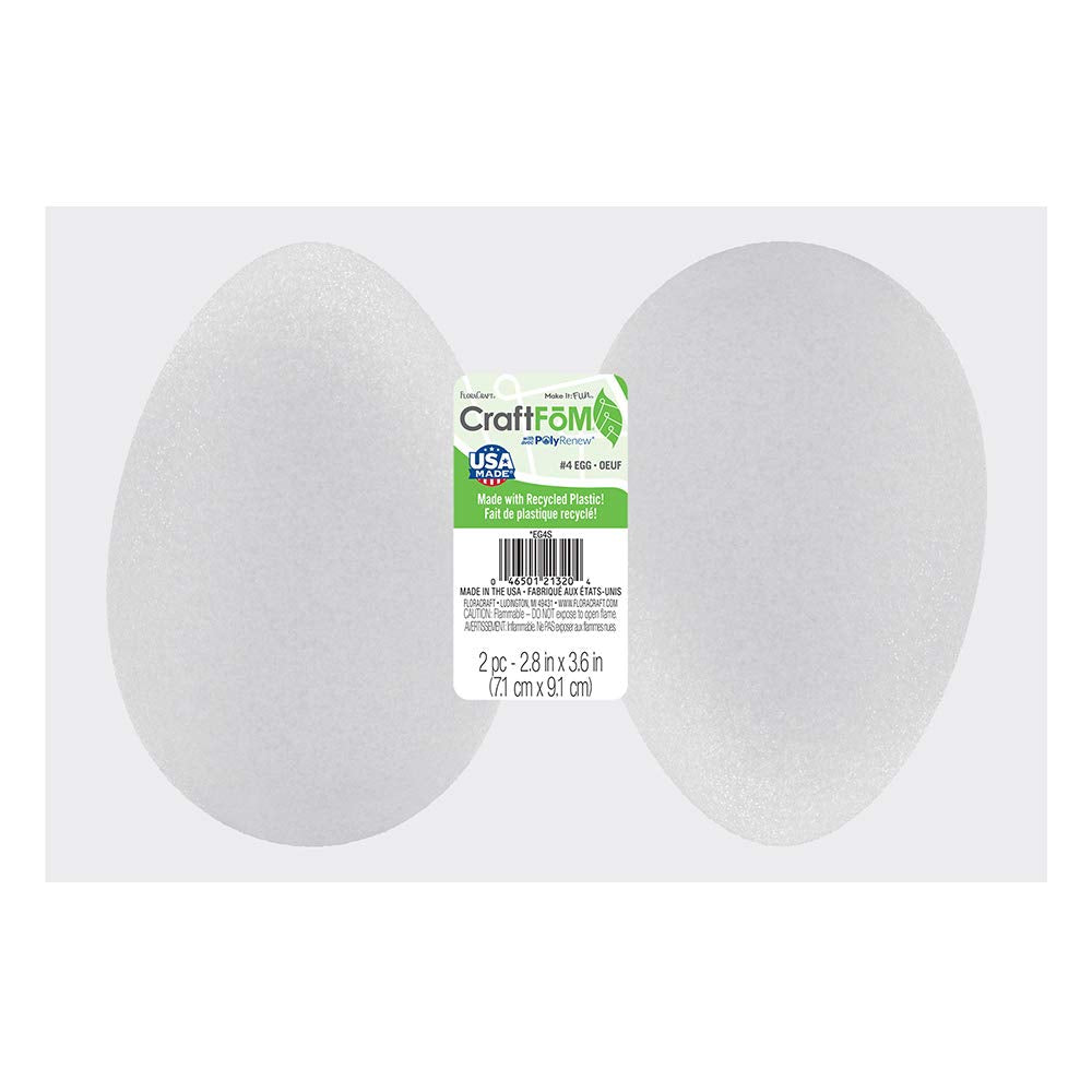 FloraCraft Styrofoam Eggs, 2-7/8 X 3-13/16 Egg, Goose, 2 Per Package