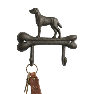Comfy Hour Cast Iron Dog On Bone Double Key Coat Hooks Clothes Rack Wall Hanger, Heavy Duty Recycled