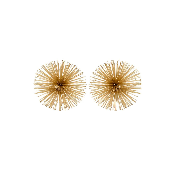 Modern Day Accents 5087 Erizo Urchin X-Small Gold Sphere Set of 2, Coffee Table Room Decor, Gold Decor, Shelf Decor, Modern Decor, Starburst Centerpiece, Spike Ball Decoration, Home, Office, 4" D