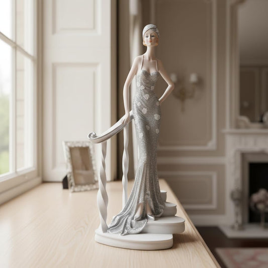 Comfy Hour 13.7 Inch Woman Figurine Decor, Art Deco Lady Statue