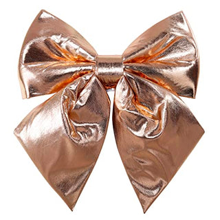 allgala Christmas Decorative Metallic Foil Fabric Bows for Wreath Garland Christmas Tree Chair Wedding-2 Pack-10 (20x25cm)-Rose Gold-XBW92313