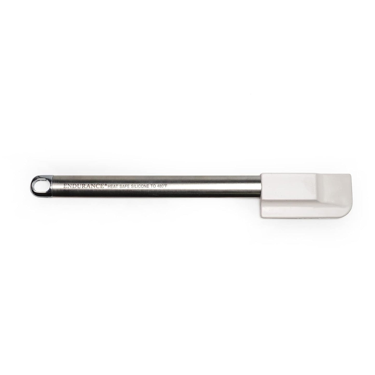 RSVP International Small Silicone Spatula with Stainless Steel Handle, White