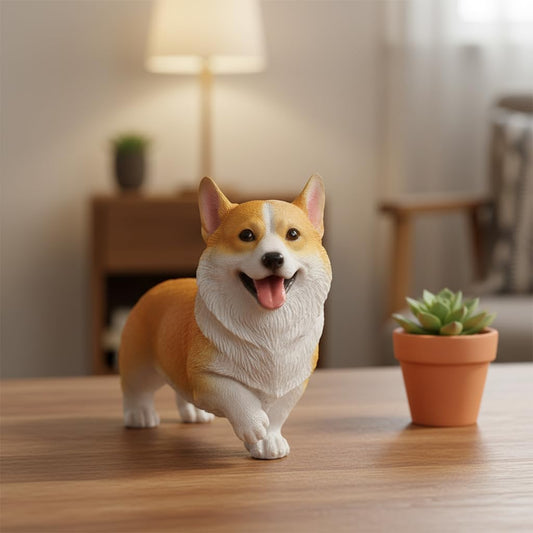 Comfy Hour Doggyland Collection, Miniature Dog Collectibles 6 Standing Welsh Corgi Dog Figurine, Realistic Lifelike Animal Statue Home Decoration, Yellow